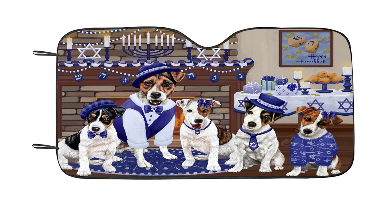 Happy Hanukkah Family Jack Russell Dogs Car Sun Shade