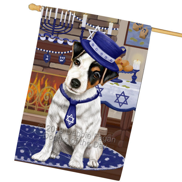 Happy Hanukkah Jack Russell Terrier Dog House Flag FLG65895