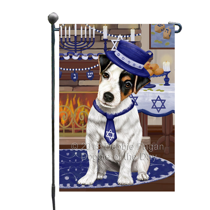 Happy Hanukkah Family and Happy Hanukkah Both Jack Russell Terrier Dog Garden Flag GFLG65727