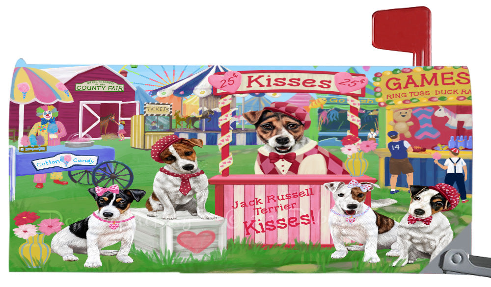 Carnival Kissing Booth Jack Russell Dogs Magnetic Mailbox Cover Both Sides Pet Theme Printed Decorative Letter Box Wrap Case Postbox Thick Magnetic Vinyl Material