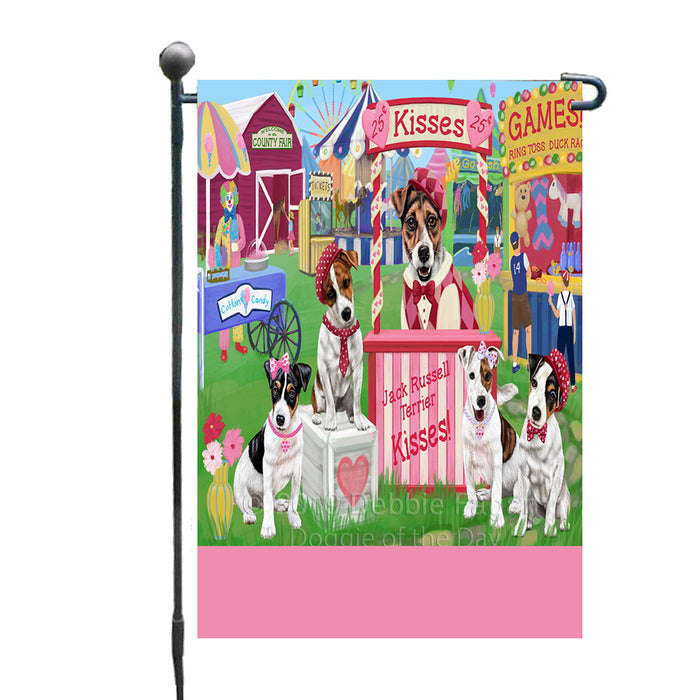 Personalized Carnival Kissing Booth Jack Russell Terrier Dogs Custom Garden Flag GFLG64291