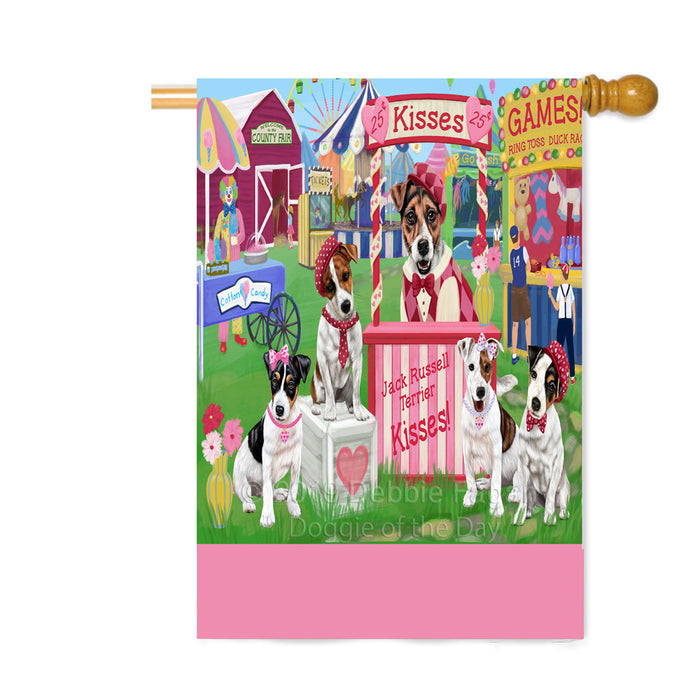 Personalized Carnival Kissing Booth Jack Russell Terrier Dogs Custom House Flag FLG63615