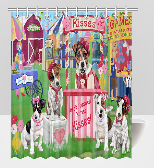 Carnival Kissing Booth Jack Russell Terrier Dogs Shower Curtain