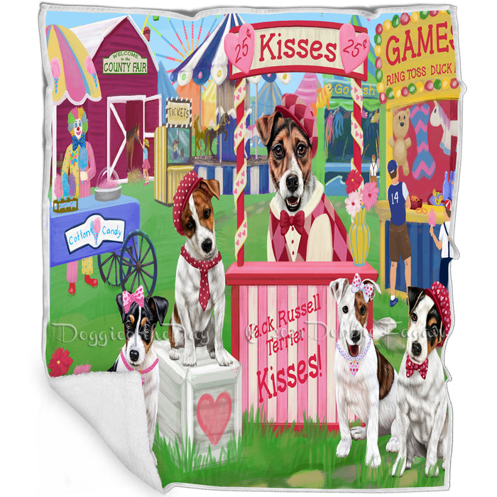 Carnival Kissing Booth Jack Russell Terriers Dog Blanket BLNKT122538
