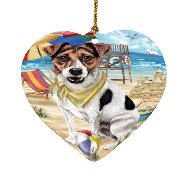 Pet Friendly Beach Jack Russell Terrier Dog  Heart Christmas Ornament HPORA58911
