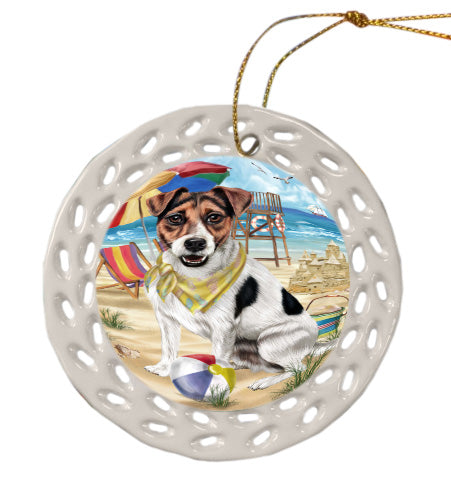 Pet Friendly Beach Jack Russell Terrier Dog Doily Ornament DPOR58562