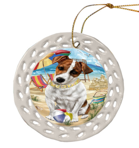 Pet Friendly Beach Jack Russell Terrier Dog Doily Ornament DPOR58563