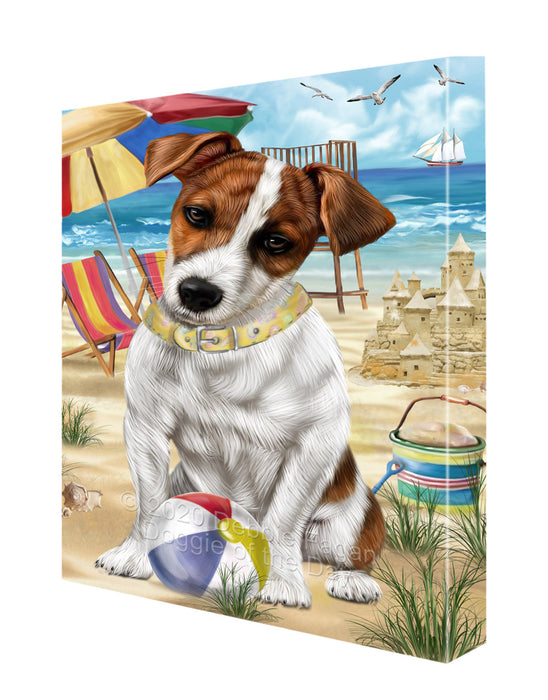Pet Friendly Beach Jack Russell Terrier Dog Canvas Wall Art - Premium Quality Ready to Hang Room Decor Wall Art Canvas - Unique Animal Printed Digital Painting for Decoration CVS157