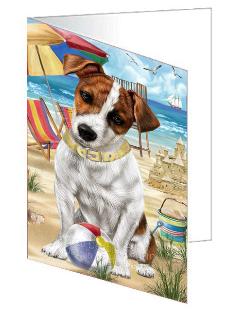 Pet Friendly Beach Jack Russell Terrier Dog Handmade Artwork Assorted Pets Greeting Cards and Note Cards with Envelopes for All Occasions and Holiday Seasons