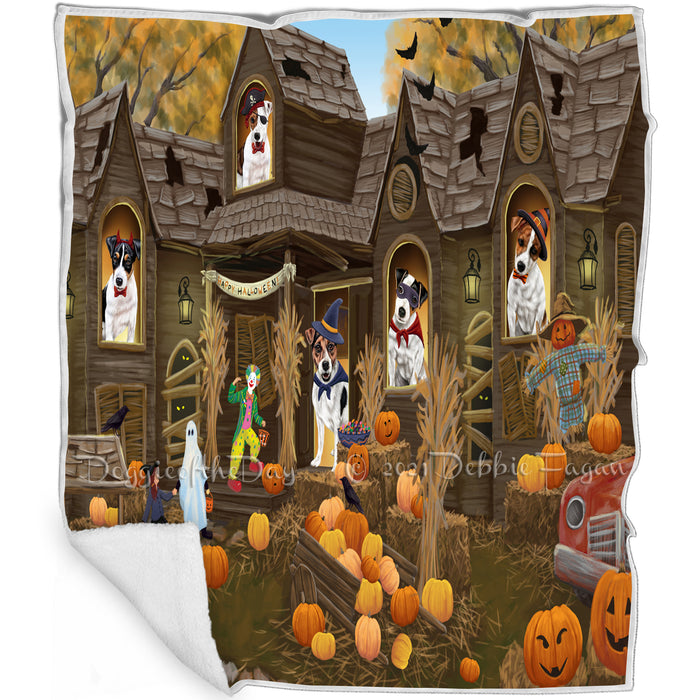 Haunted House Halloween Trick or Treat Jack Russell Terriers Dog Blanket BLNKT93216