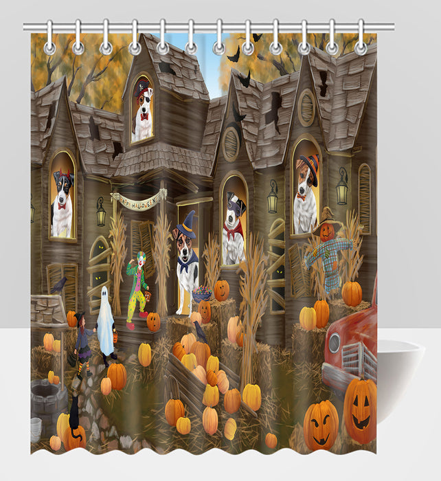 Haunted House Halloween Trick or Treat Jack Russell Dogs Shower Curtain