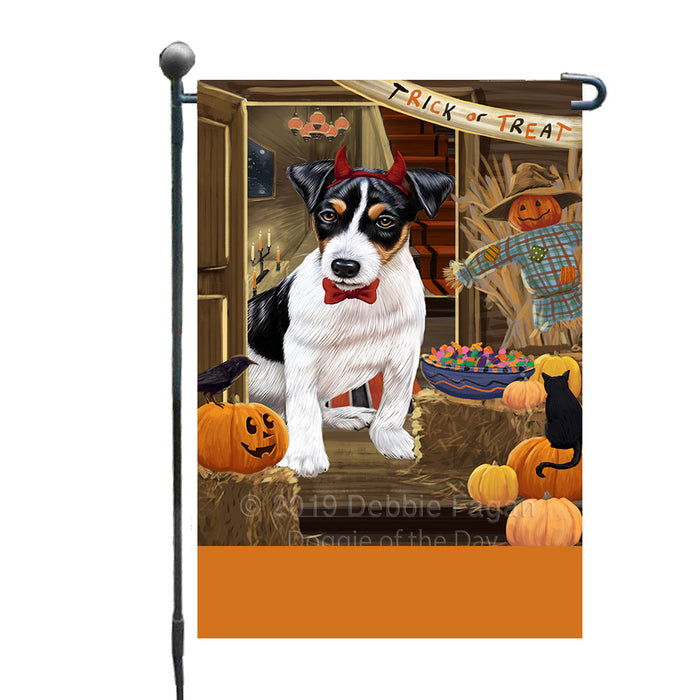 Personalized Enter at Own Risk Trick or Treat Halloween Jack Russell Terrier Dog Custom Garden Flags GFLG-DOTD-A59619