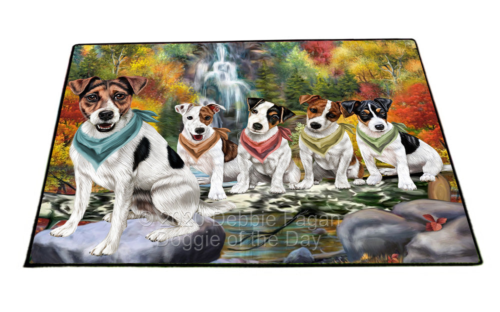 Scenic Waterfall Jack Russell Terrier Dogs Floormat FLMS55978