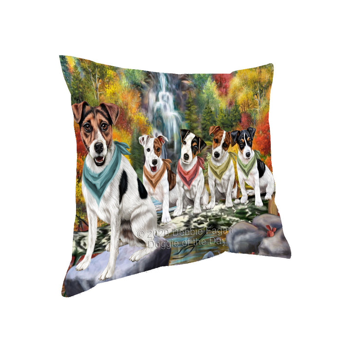 Scenic Waterfall Jack Russell Terrier Dogs Pillow with Top Quality High-Resolution Images - Ultra Soft Pet Pillows for Sleeping - Reversible & Comfort - Ideal Gift for Dog Lover - Cushion for Sofa Couch Bed - 100% Polyester