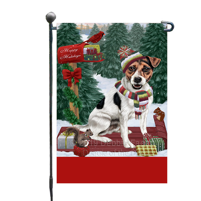 Personalized Merry Christmas Woodland Sled  Jack Russell Terrier Dog Custom Garden Flags GFLG-DOTD-A61610