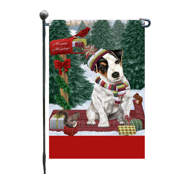 Personalized Merry Christmas Woodland Sled  Jack Russell Terrier Dog Custom Garden Flags GFLG-DOTD-A61611