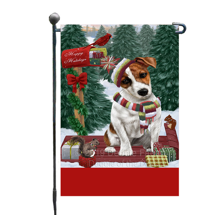 Personalized Merry Christmas Woodland Sled  Jack Russell Terrier Dog Custom Garden Flags GFLG-DOTD-A61612