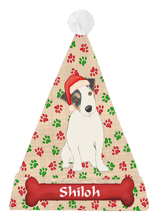 Pet Name Personalized Christmas Paw Print Jack Russell Terrier Dogs Santa Hat