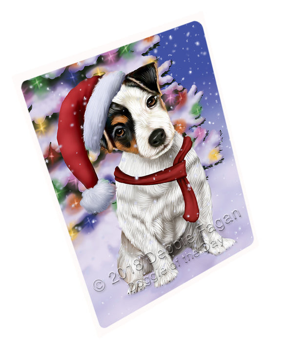 Winterland Wonderland Jack Russell Terrier Dog In Christmas Holiday Scenic Background  Large Refrigerator / Dishwasher Magnet RMAG81264