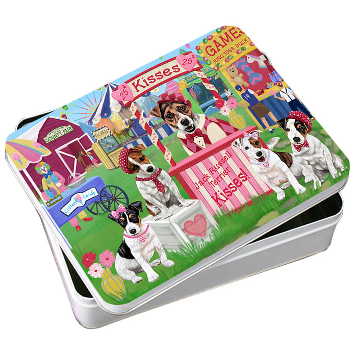 Carnival Kissing Booth Jack Russell Terriers Dog Photo Storage Tin PITN55845