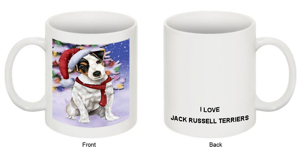 Winterland Wonderland Jack Russell Terrier Dog In Christmas Holiday Scenic Background  Coffee Mug MUG48795