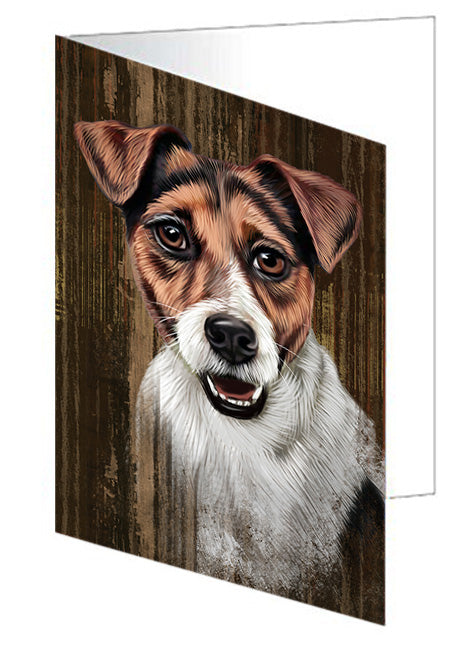 Rustic Jack Russell Terrier Dog Handmade Artwork Assorted Pets Greeting Cards and Note Cards with Envelopes for All Occasions and Holiday Seasons GCD55313