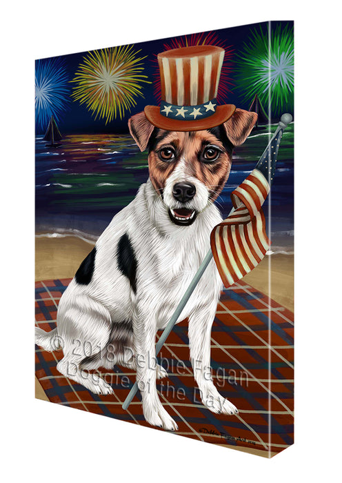 4th of July Independence Day Firework Jack Russell Terrier Dog Canvas Wall Art CVS55920