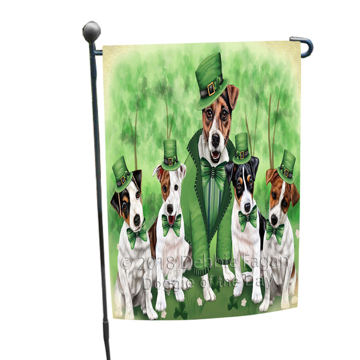 St. Patricks Day Irish Family Portrait Jack Russell Terriers Dog Garden Flag GFLG48730