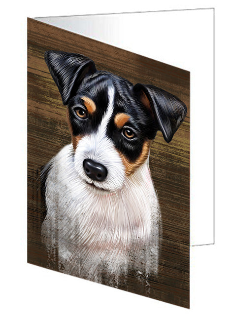 Rustic Jack Russell Terrier Dog Handmade Artwork Assorted Pets Greeting Cards and Note Cards with Envelopes for All Occasions and Holiday Seasons GCD55316