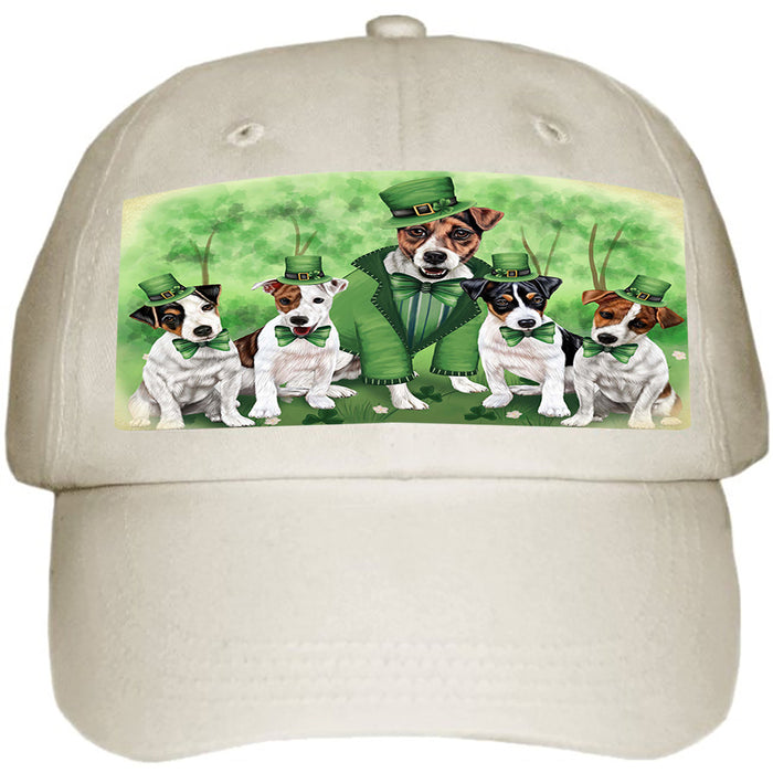 St. Patricks Day Irish Family Portrait Jack Russell Terriers Dog Ball Hat Cap HAT50196