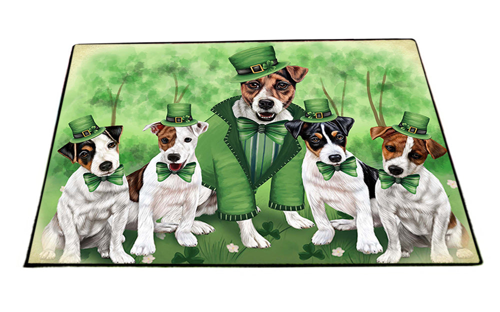 St. Patricks Day Irish Family Portrait Jack Russell Terriers Dog Floormat FLMS49332 Floormat FLMS49365