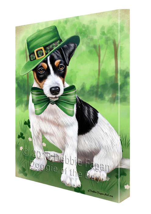 St. Patricks Day Irish Portrait Jack Russell Terrier Dog Canvas Wall Art CVS55011