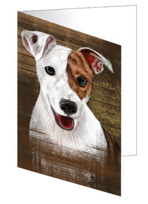 Rustic Jack Russell Terrier Dog Handmade Artwork Assorted Pets Greeting Cards and Note Cards with Envelopes for All Occasions and Holiday Seasons GCD55319