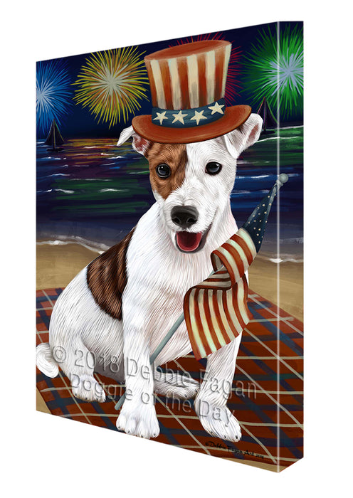 4th of July Independence Day Firework Jack Russell Terrier Dog Canvas Wall Art CVS55938