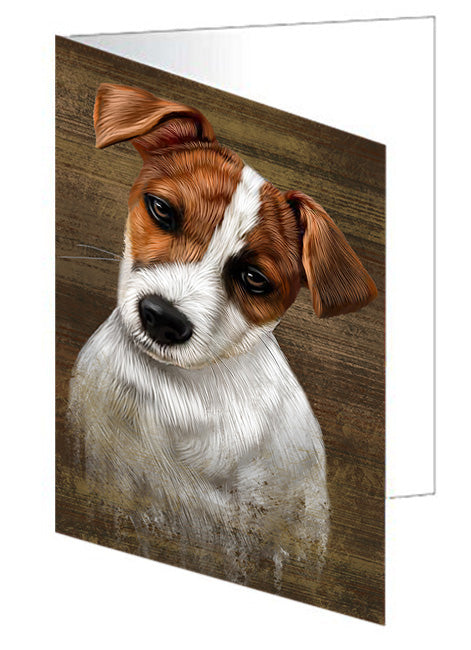 Rustic Jack Russell Terrier Dog Handmade Artwork Assorted Pets Greeting Cards and Note Cards with Envelopes for All Occasions and Holiday Seasons GCD55322