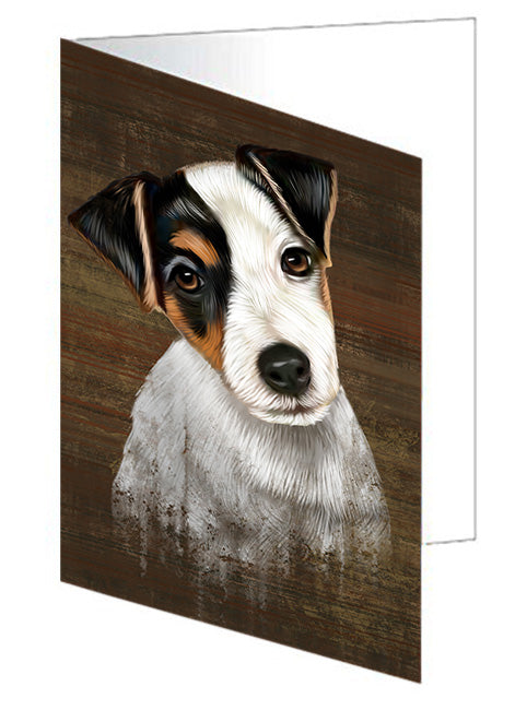 Rustic Jack Russell Terrier Dog Handmade Artwork Assorted Pets Greeting Cards and Note Cards with Envelopes for All Occasions and Holiday Seasons GCD55325