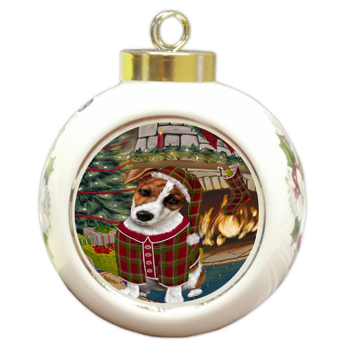 The Stocking was Hung Jack Russell Terrier Dog Round Ball Christmas Ornament RBPOR55696