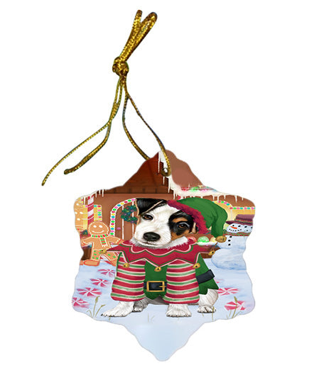 Christmas Gingerbread House Candyfest Jack Russell Terrier Dog Star Porcelain Ornament SPOR56722