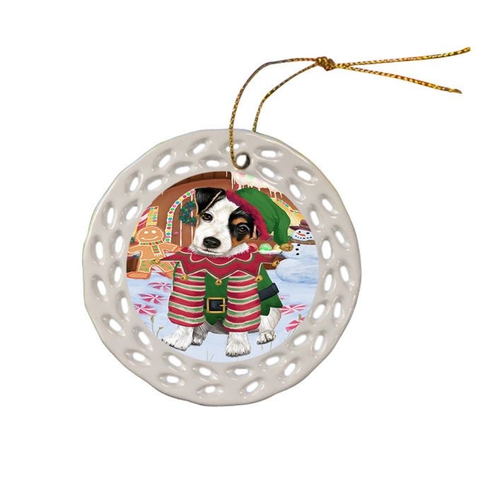 Christmas Gingerbread House Candyfest Jack Russell Terrier Dog Ceramic Doily Ornament DPOR56722