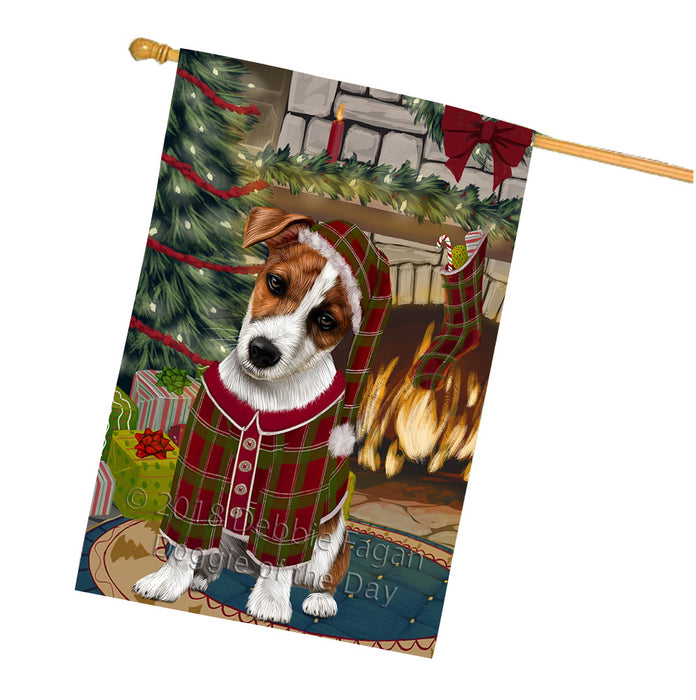 The Stocking was Hung Jack Russell Terrier Dog House Flag FLG55769