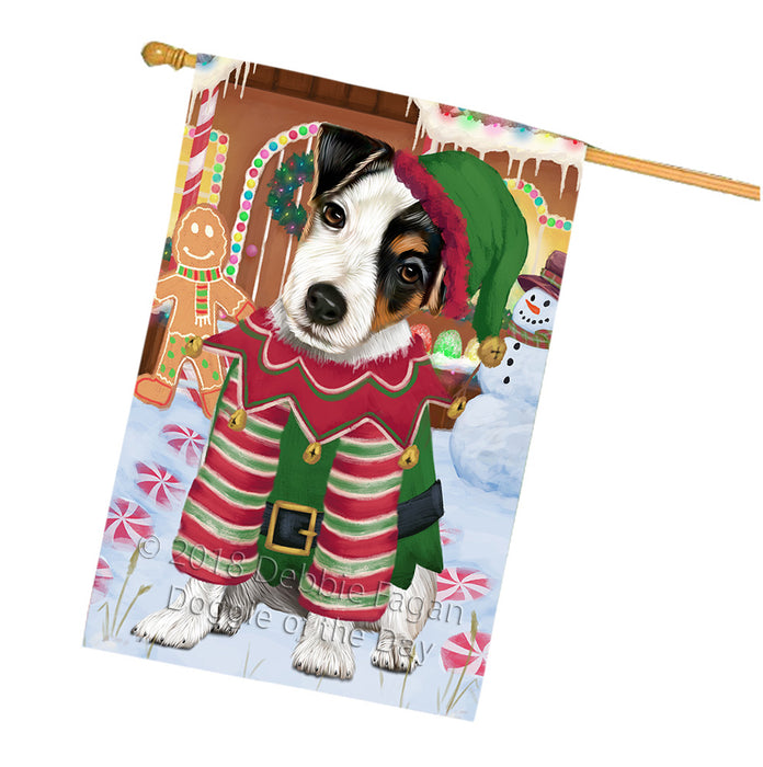 Christmas Gingerbread House Candyfest Jack Russell Terrier Dog House Flag FLG57050