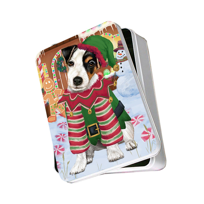 Christmas Gingerbread House Candyfest Jack Russell Terrier Dog Photo Storage Tin PITN56309