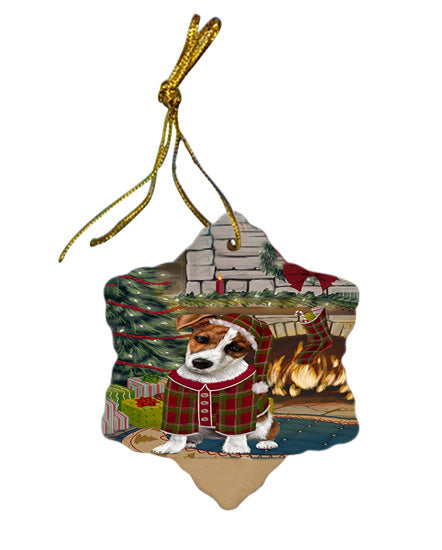 The Stocking was Hung Jack Russell Terrier Dog Star Porcelain Ornament SPOR55696