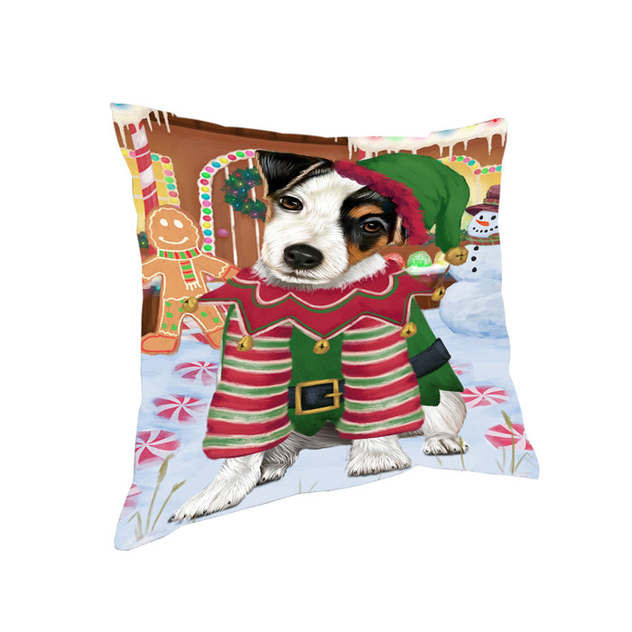 Christmas Gingerbread House Candyfest Jack Russell Terrier Dog Pillow PIL79756