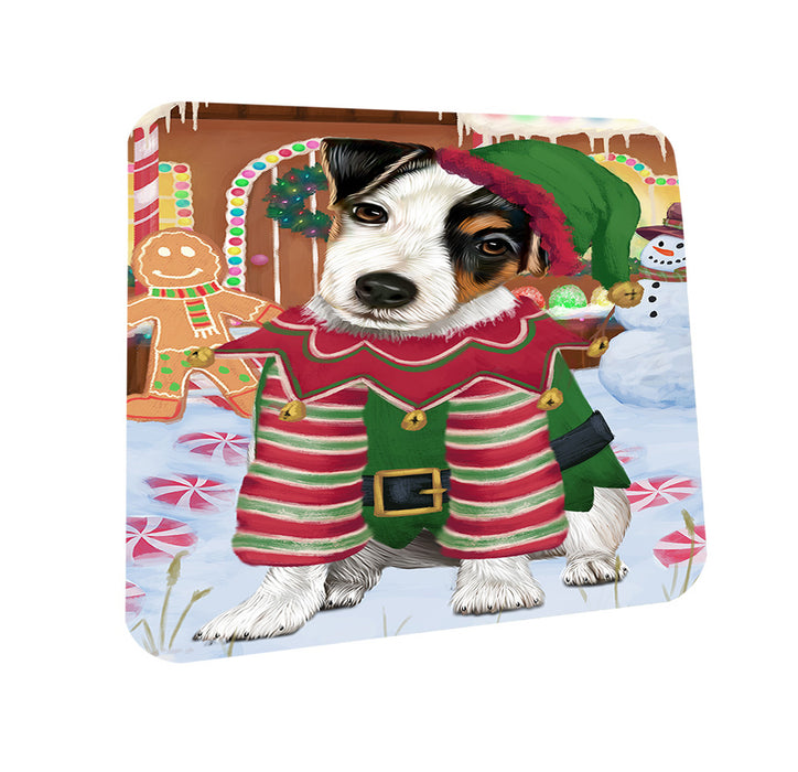Christmas Gingerbread House Candyfest Jack Russell Terrier Dog Coasters Set of 4 CST56324