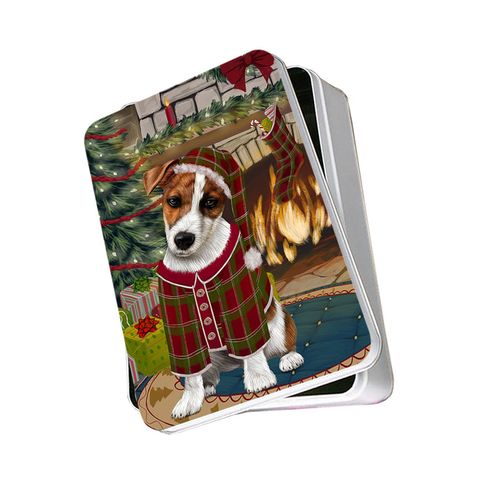 The Stocking was Hung Jack Russell Terrier Dog Photo Storage Tin PITN55283
