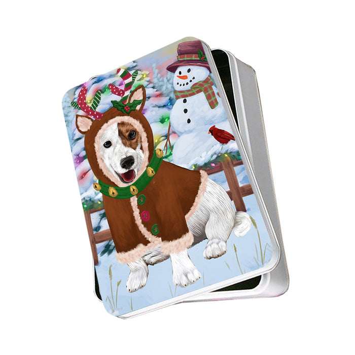 Christmas Gingerbread House Candyfest Jack Russell Terrier Dog Photo Storage Tin PITN56310