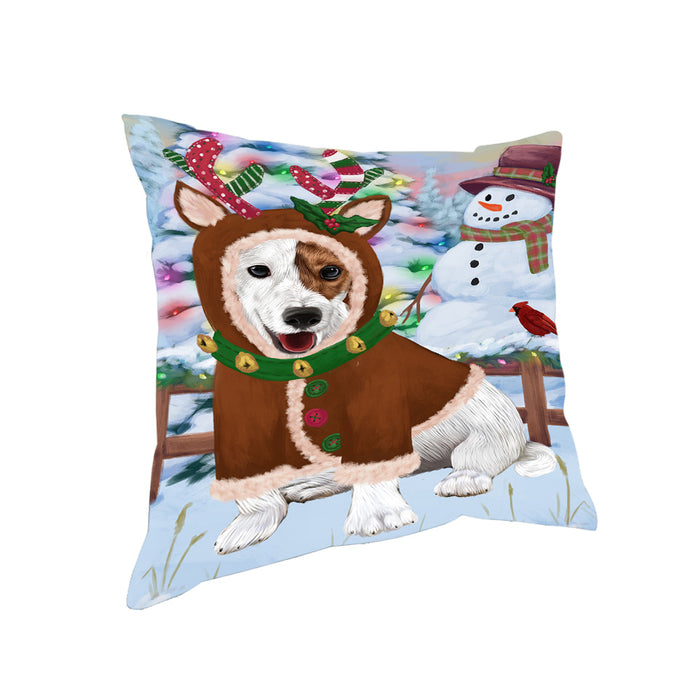 Christmas Gingerbread House Candyfest Jack Russell Terrier Dog Pillow PIL79760