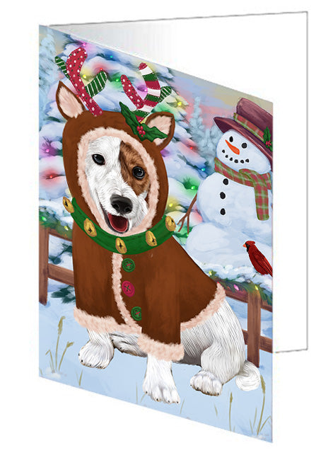 Christmas Gingerbread House Candyfest Jack Russell Terrier Dog Handmade Artwork Assorted Pets Greeting Cards and Note Cards with Envelopes for All Occasions and Holiday Seasons GCD73616