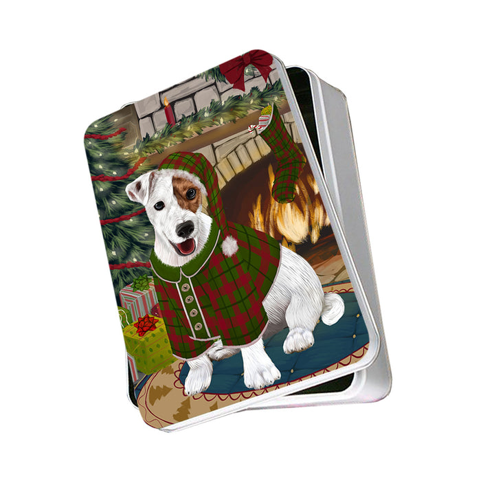 The Stocking was Hung Jack Russell Terrier Dog Photo Storage Tin PITN55284